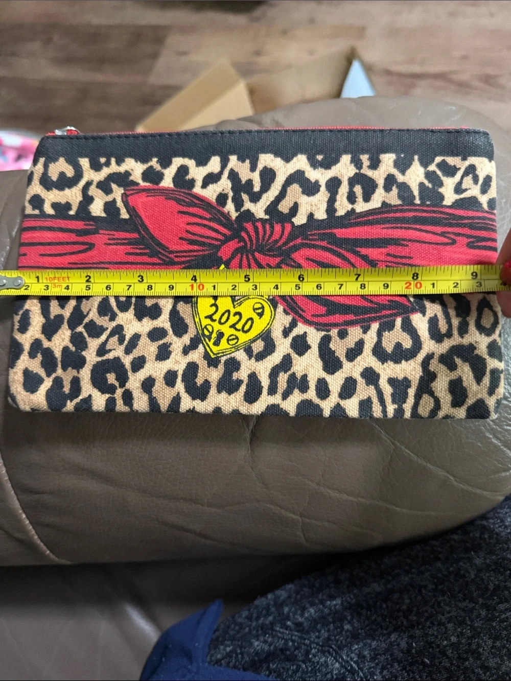 Brighton Leopard Print Wristlet Pouch with Red Heart